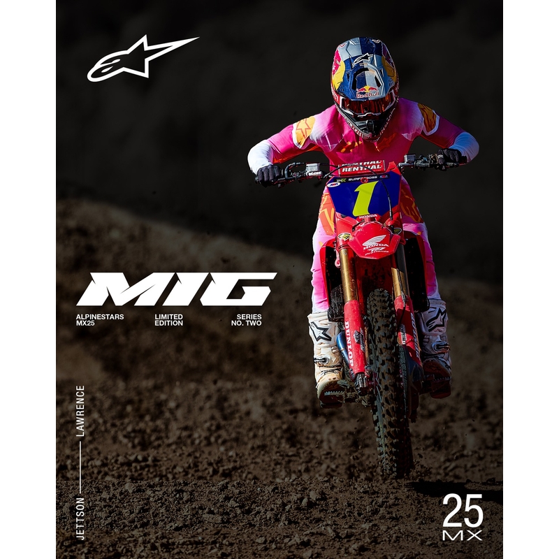 Tricou Alpinestars Supertech SX AFD Motocross Ediție Limitată MIG Roz Fluo-Alb-Portocaliu