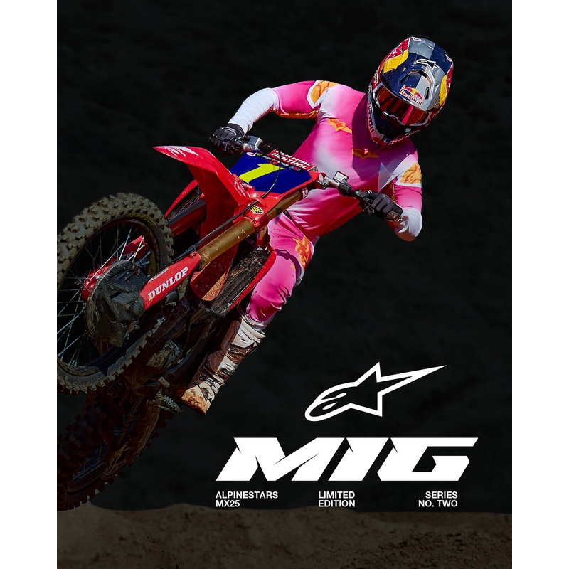 Tricou Alpinestars Supertech SX AFD Motocross Ediție Limitată MIG Roz Fluo-Alb-Portocaliu