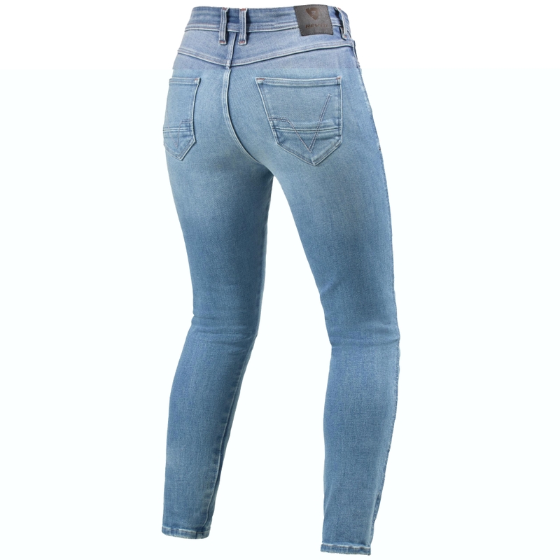 Jeans de motocicletă pentru femei Revit Shelby 3 skinny Short albastru deschis