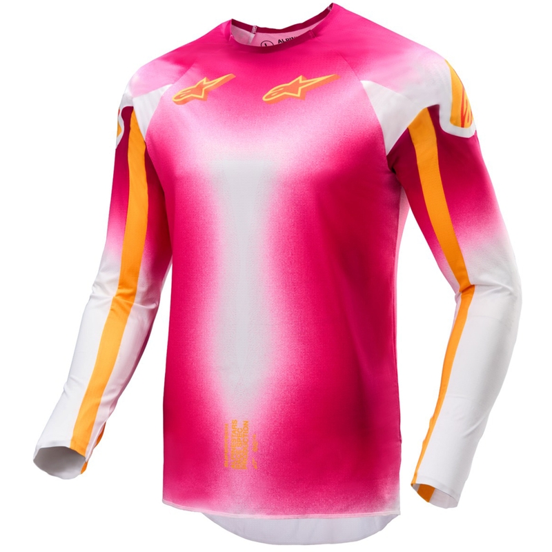 Tricou Alpinestars Supertech SX AFD Motocross Ediție Limitată MIG Roz Fluo-Alb-Portocaliu