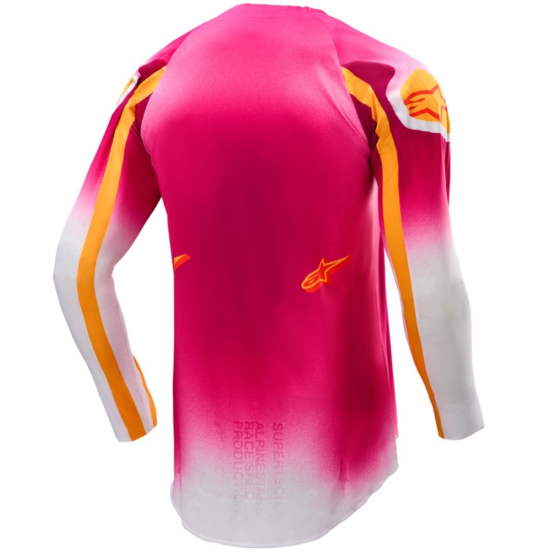 Tricou Alpinestars Supertech SX AFD Motocross Ediție Limitată MIG Roz Fluo-Alb-Portocaliu
