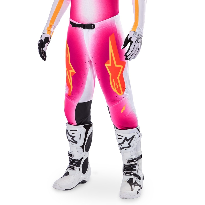 Pantaloni Motocross Alpinestars Supertech Ediție Limitată MIG Fluo Roz-Alb-Portocaliu