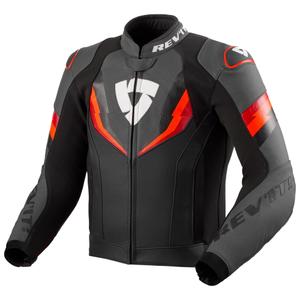 Geaca de motociclete din piele Revit Quantum 3 negru-rosu fluo