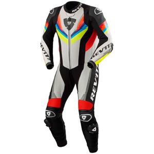 Costum din piele pentru motociclete Revit Quantum 3 gri deschis-galben fluo