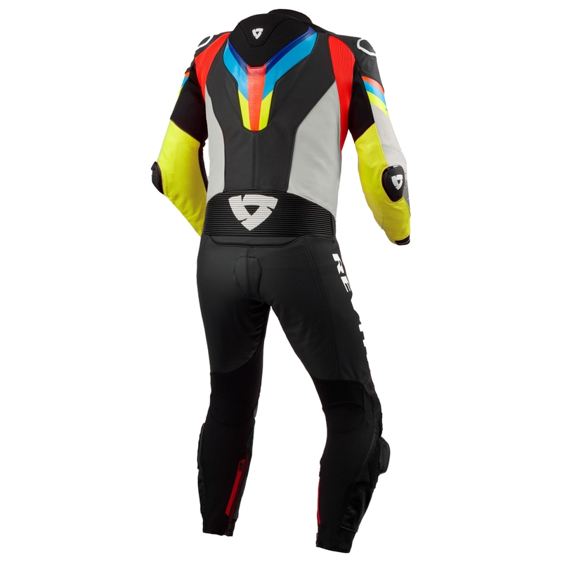 Costum din piele pentru motociclete Revit Quantum 3 gri deschis-galben fluo