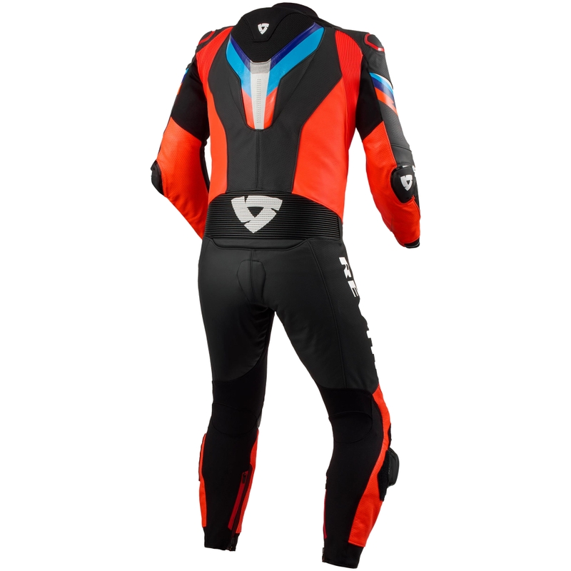 Costum din piele pentru motocicleta Revit Quantum 3, rosu fluo-negru