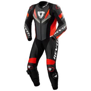Costum din piele pentru motociclete Revit Quantum 3 antracit-rosu fluo