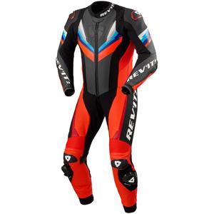 Costum din piele pentru motocicleta Revit Quantum 3, rosu fluo-negru