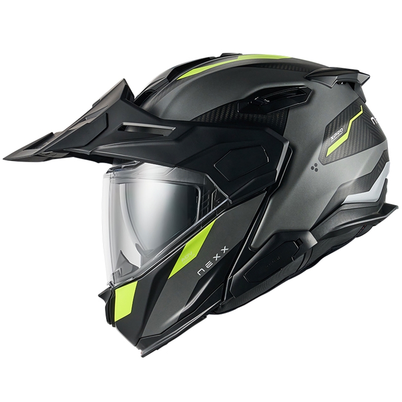 Casca de motociclete rabatabila Nexx X.Lifecountry Terra mat gri-galben fluo lichidare