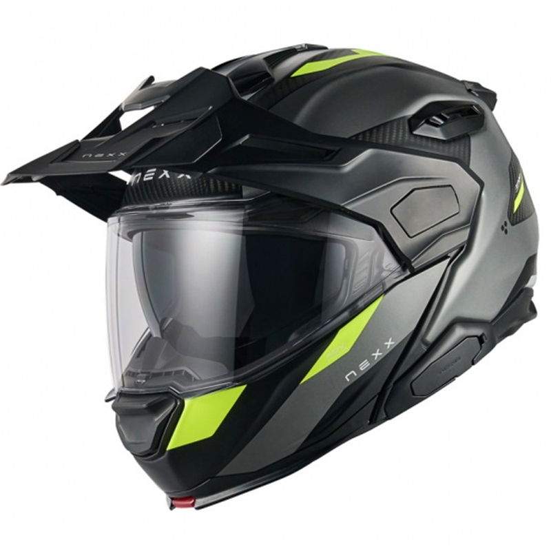 Casca de motociclete rabatabila Nexx X.Lifecountry Terra mat gri-galben fluo lichidare