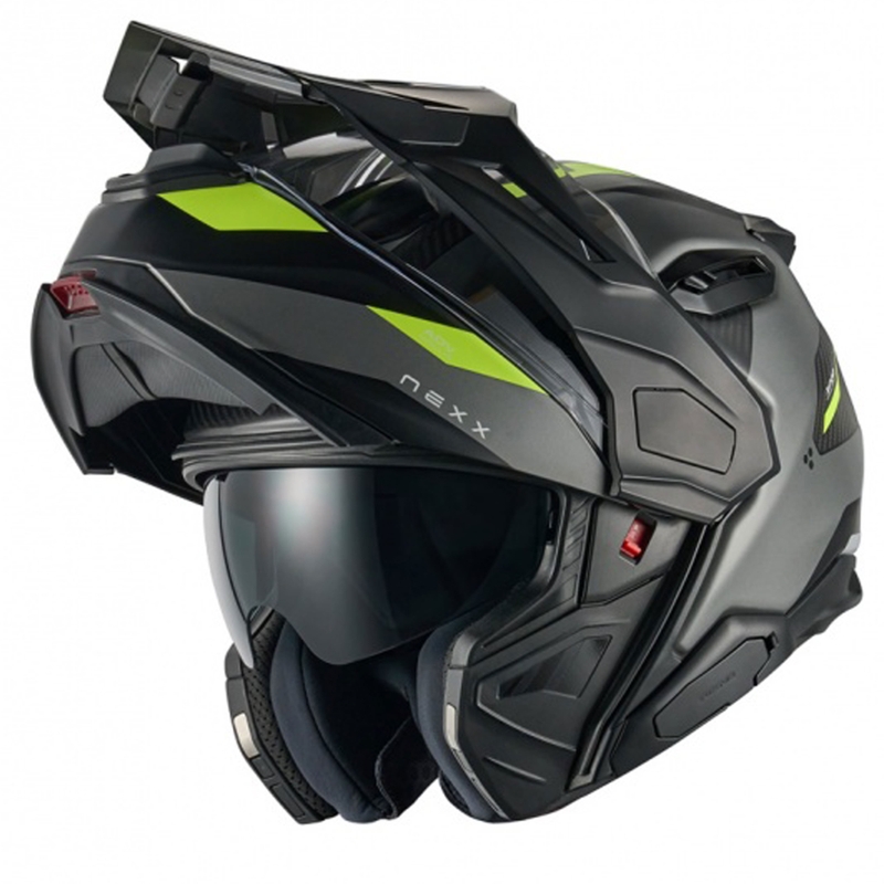 Casca de motociclete rabatabila Nexx X.Lifecountry Terra mat gri-galben fluo lichidare