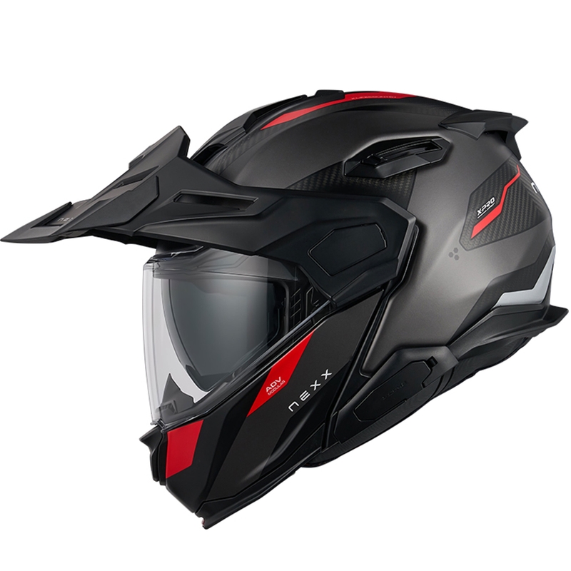 Casca de motocicleta rabatabila Nexx X.Lifecountry Terra gri-rosu mat lichidare