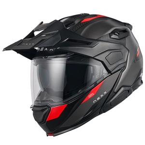 Casca de motocicleta rabatabila Nexx X.Lifecountry Terra gri-rosu mat
