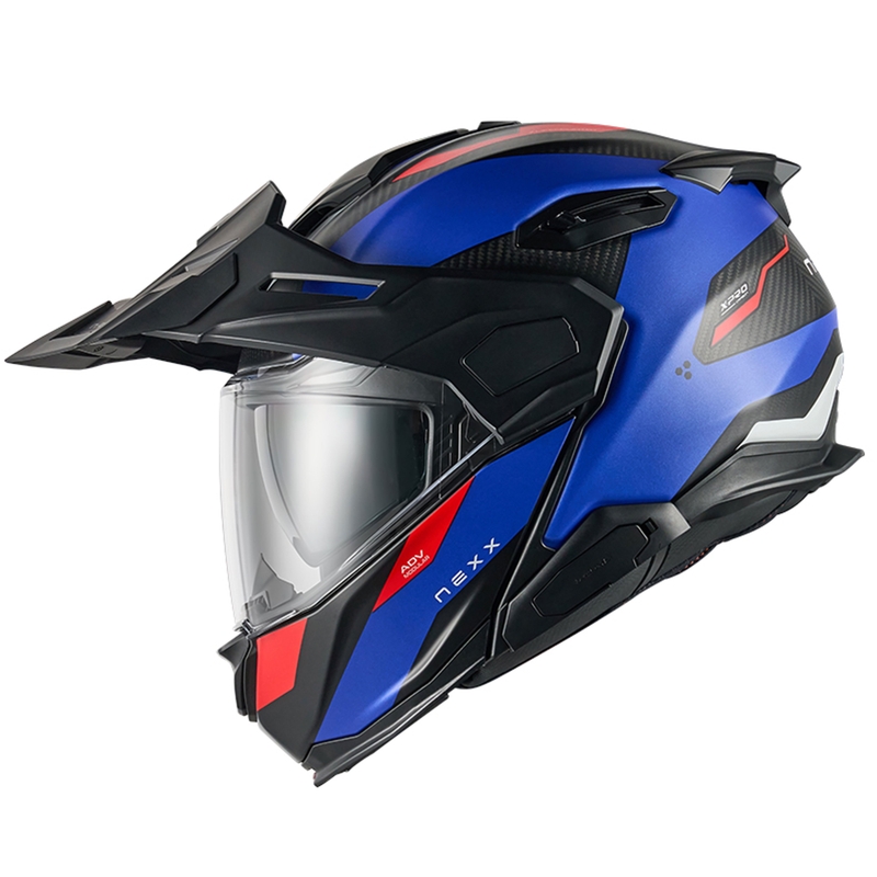 Casca de motocicleta rabatabila Nexx X.Lifecountry Terra albastru-rosu mat lichidare