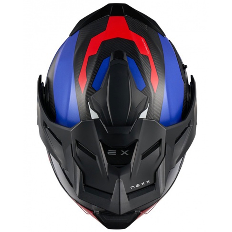 Casca de motocicleta rabatabila Nexx X.Lifecountry Terra albastru-rosu mat lichidare