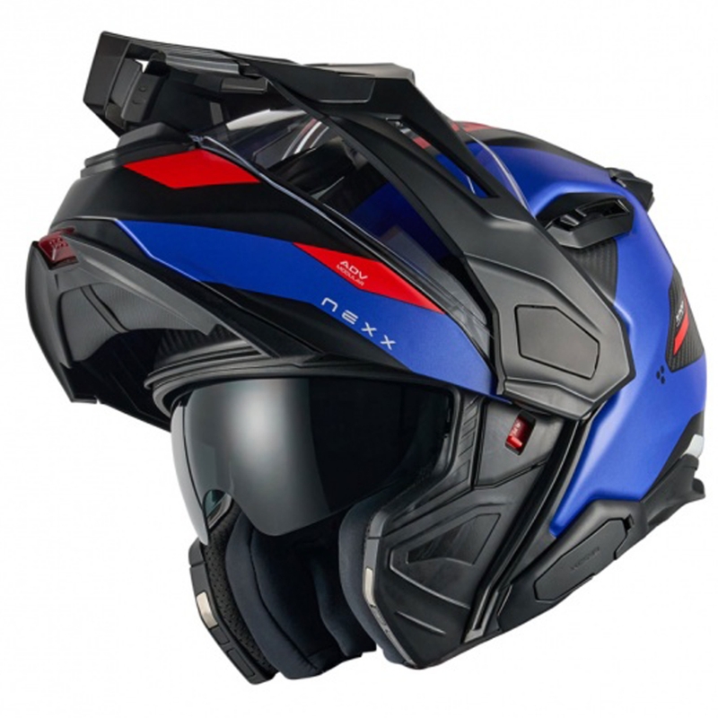 Casca de motocicleta rabatabila Nexx X.Lifecountry Terra albastru-rosu mat lichidare