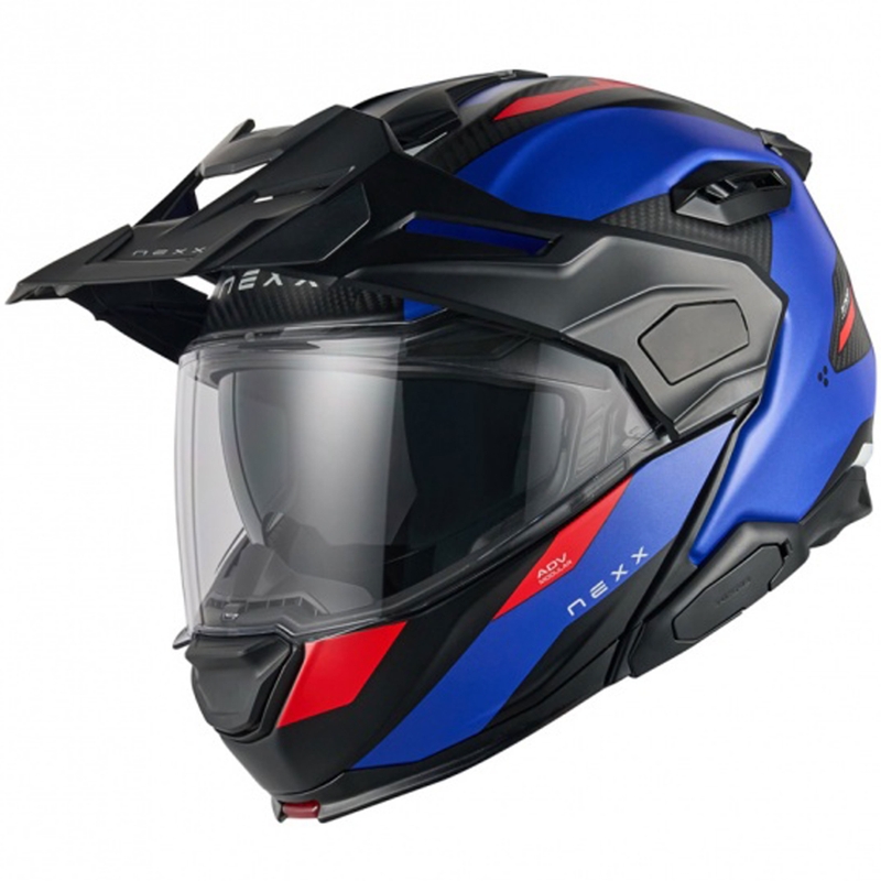 Casca de motocicleta rabatabila Nexx X.Lifecountry Terra albastru-rosu mat lichidare