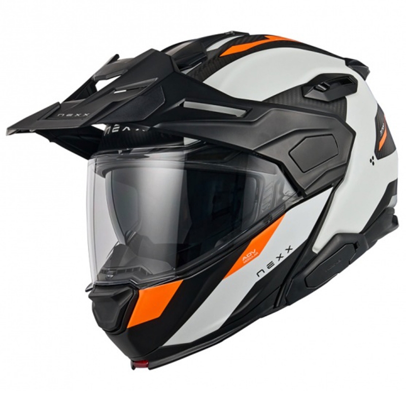Cască de motocicletă rabatabilă Nexx X.Lifecountry Terra alb-portocaliu mat lichidare