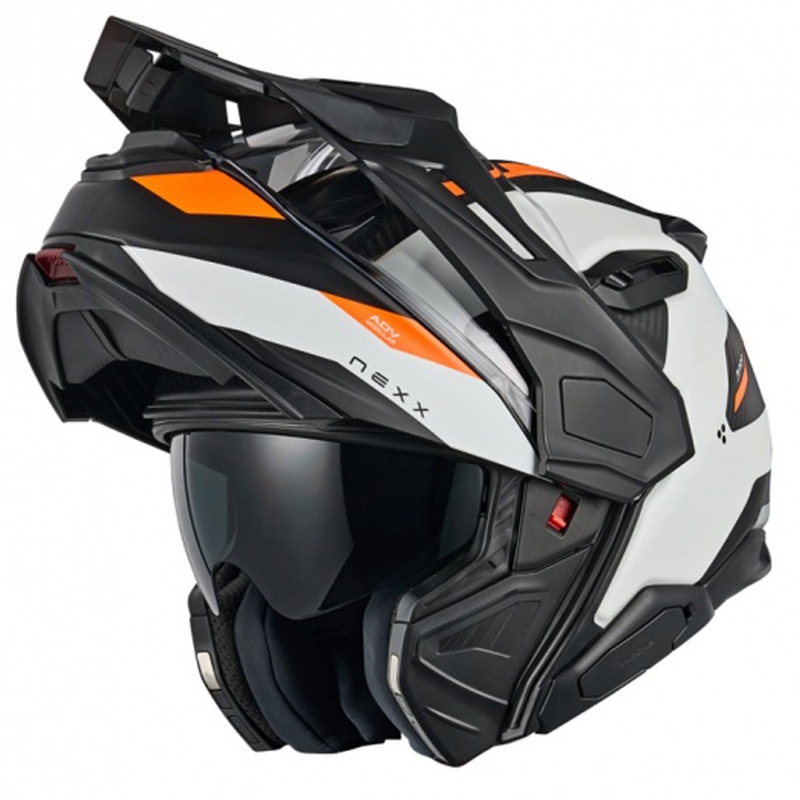 Cască de motocicletă rabatabilă Nexx X.Lifecountry Terra alb-portocaliu mat lichidare