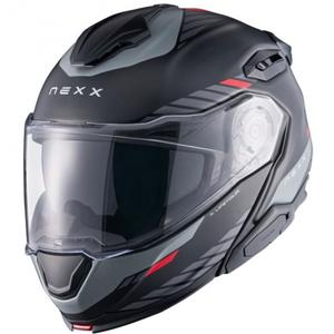 Casca de motocicleta rabatabila Nexx X.Lifetour Globe negru-rosu mat