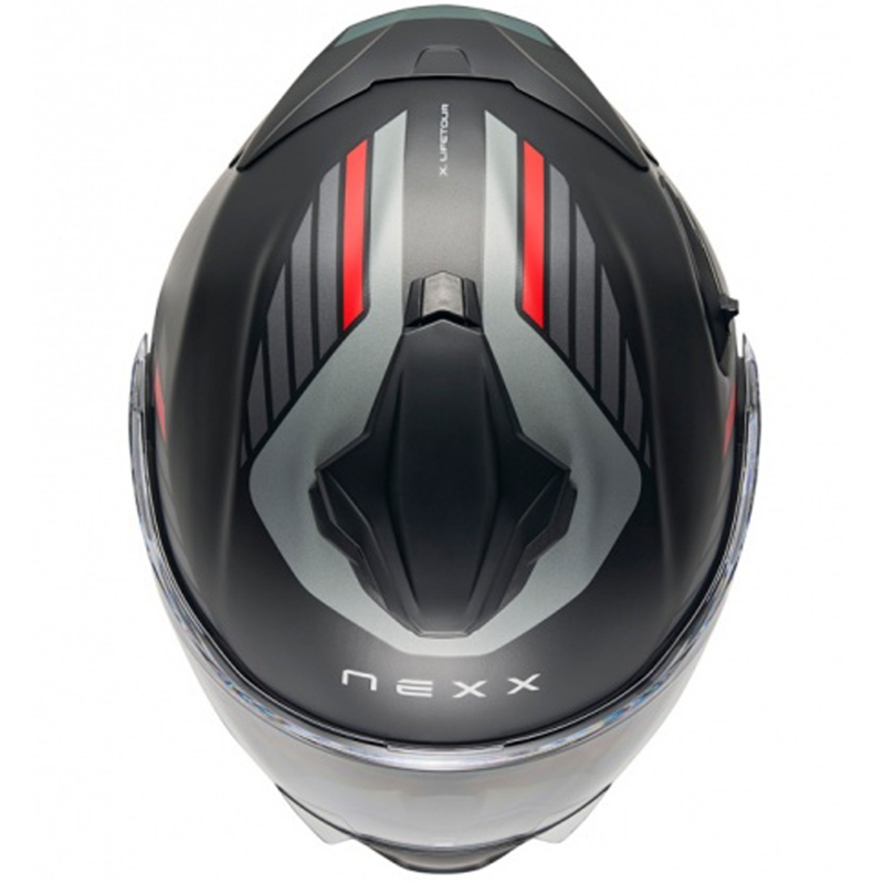 Casca de motocicleta rabatabila Nexx X.Lifetour Globe negru-rosu mat