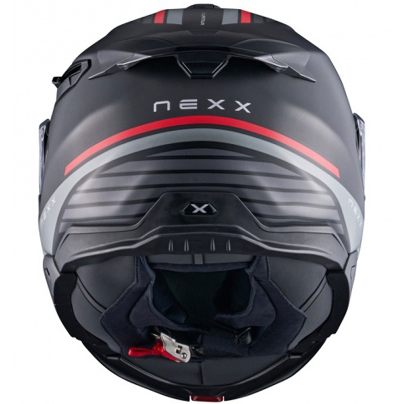 Casca de motocicleta rabatabila Nexx X.Lifetour Globe negru-rosu mat