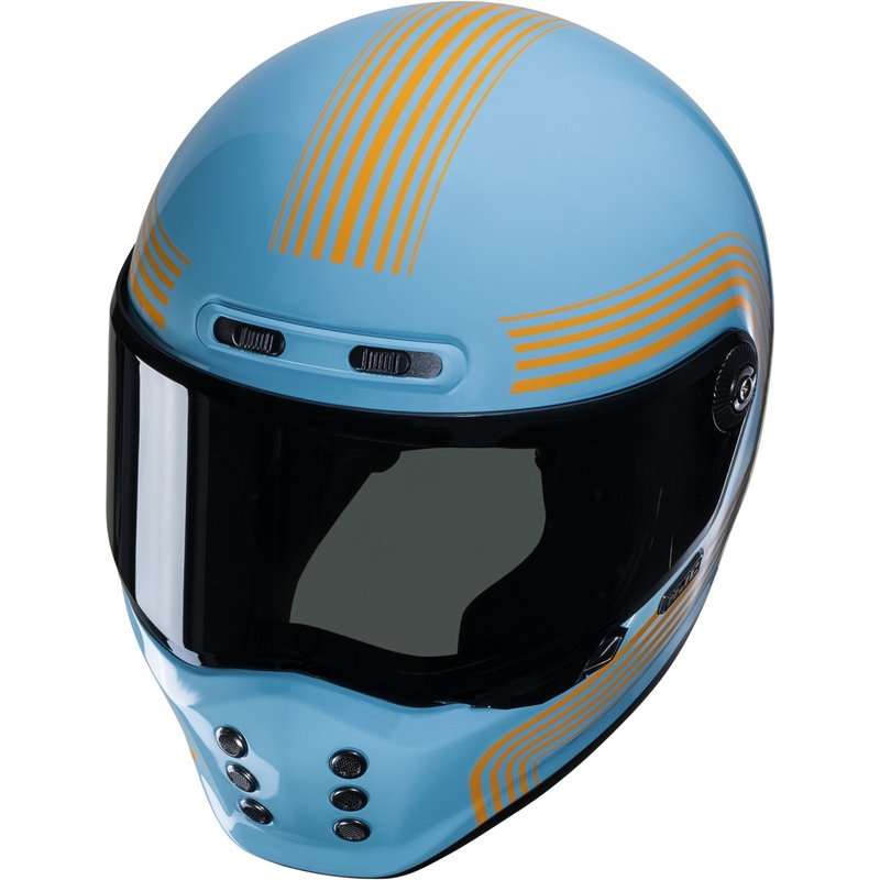 Casca moto integrala HJC V10 Foni MC27 turcoaz-portocaliu