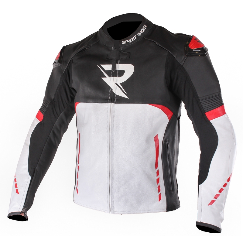 Geacă moto Street Racer Tour negru-alb-roșu lichidare