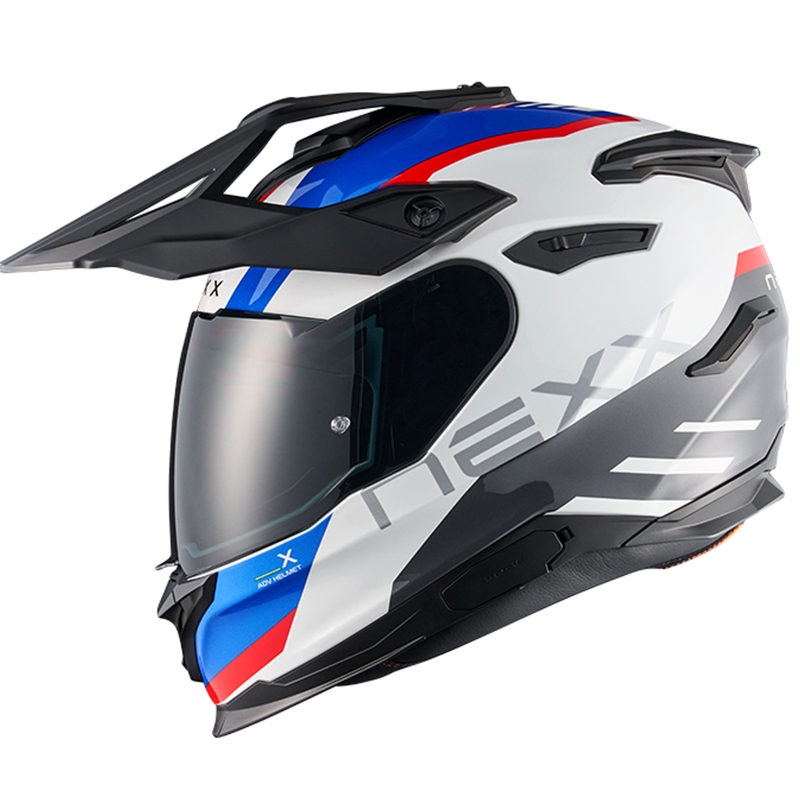 Casca moto Enduro NEXX Y.TRAVL Quest alb-albastru-rosu