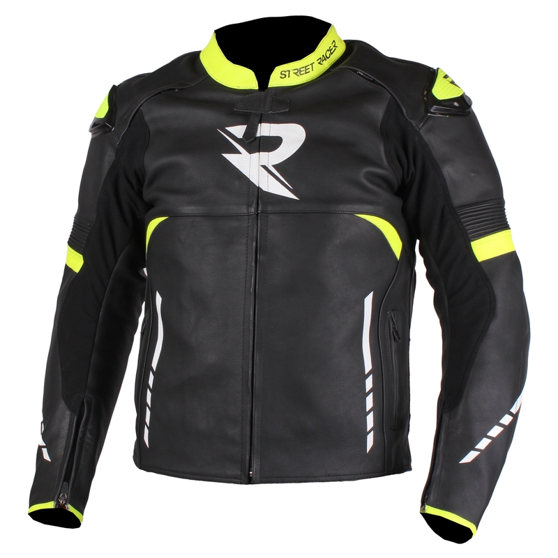 Geacă moto Street Racer Tour negru-alb-galben fluorescent lichidare