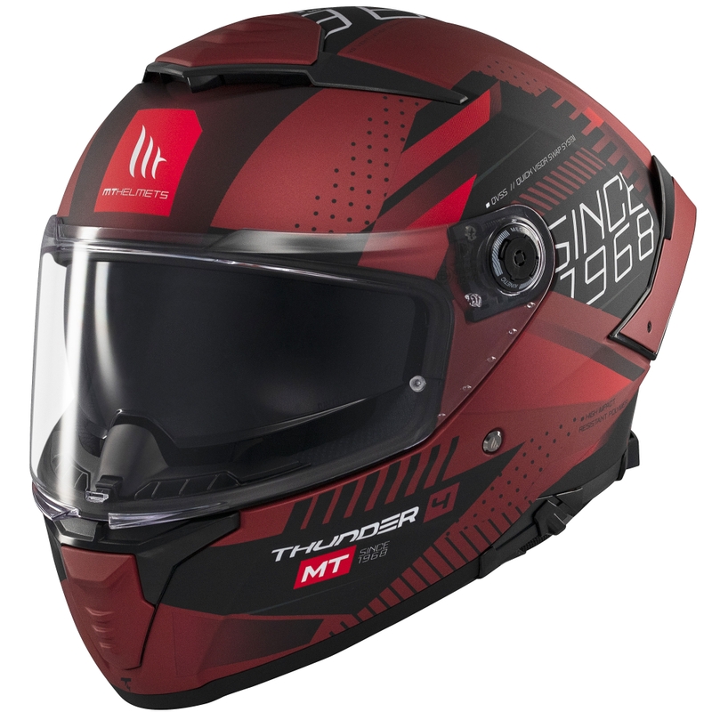 Cască integrală pentru motocicletă MT Thunder 4 SV Luminence roșu mat