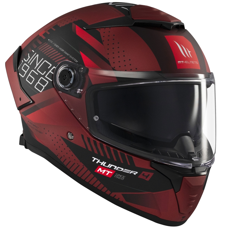 Cască integrală pentru motocicletă MT Thunder 4 SV Luminence roșu mat