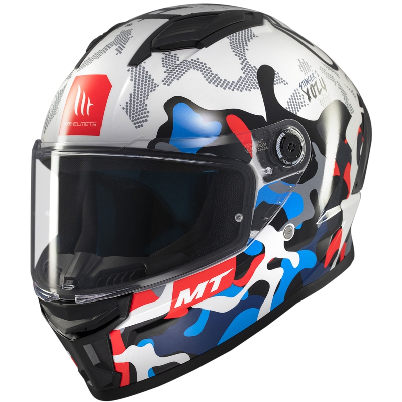 Casca moto integrala MT Stinger 2 Yozu alb-albastru