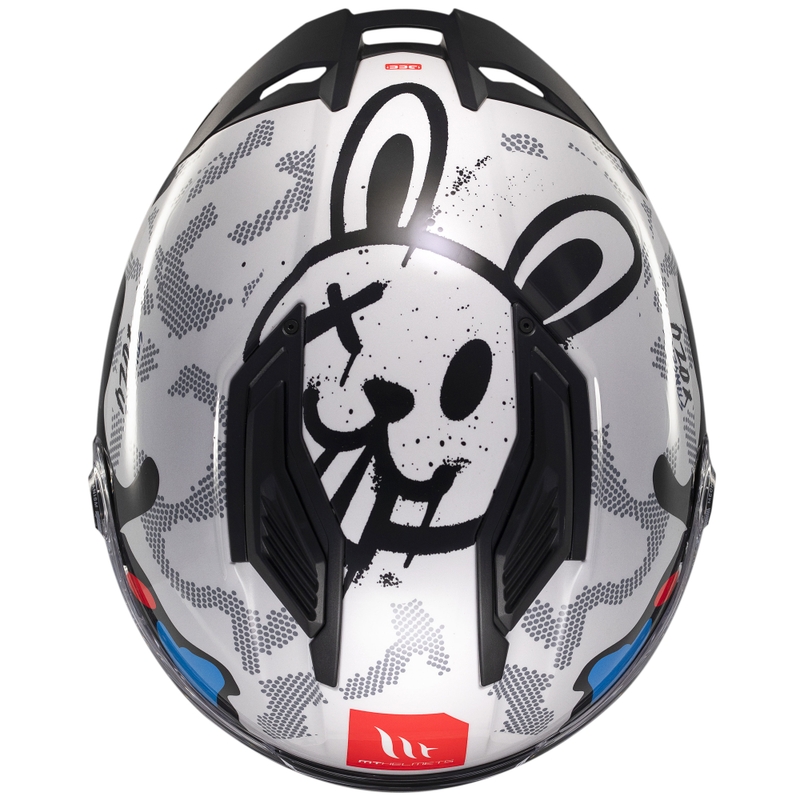 Casca moto integrala MT Stinger 2 Yozu alb-albastru