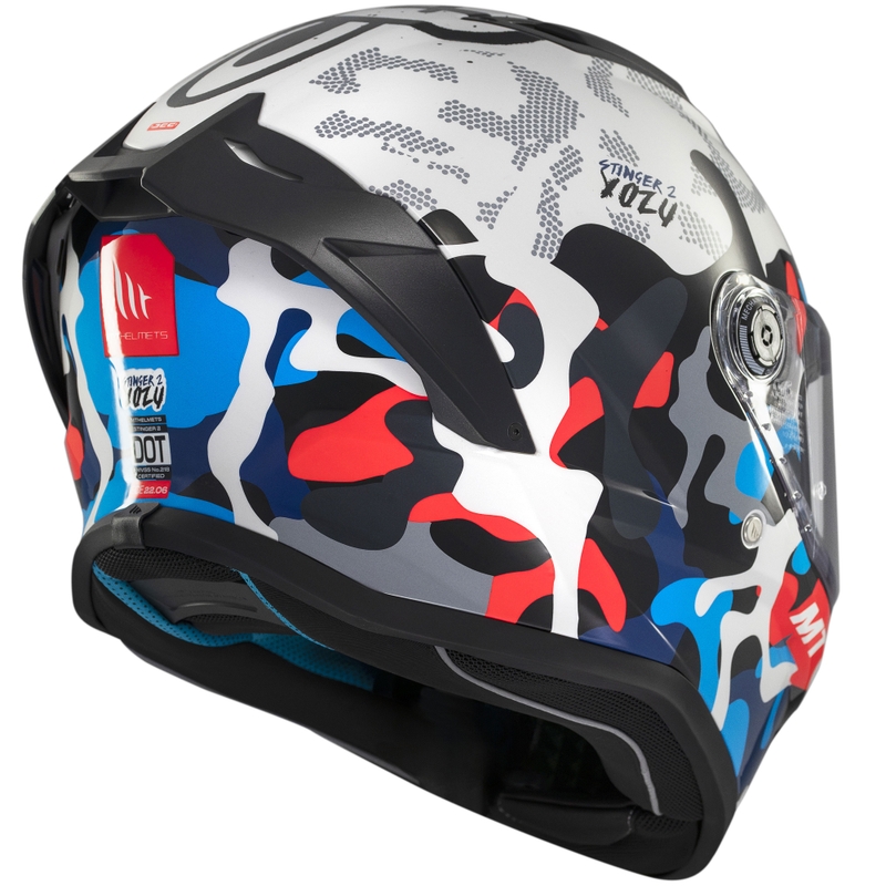 Casca moto integrala MT Stinger 2 Yozu alb-albastru