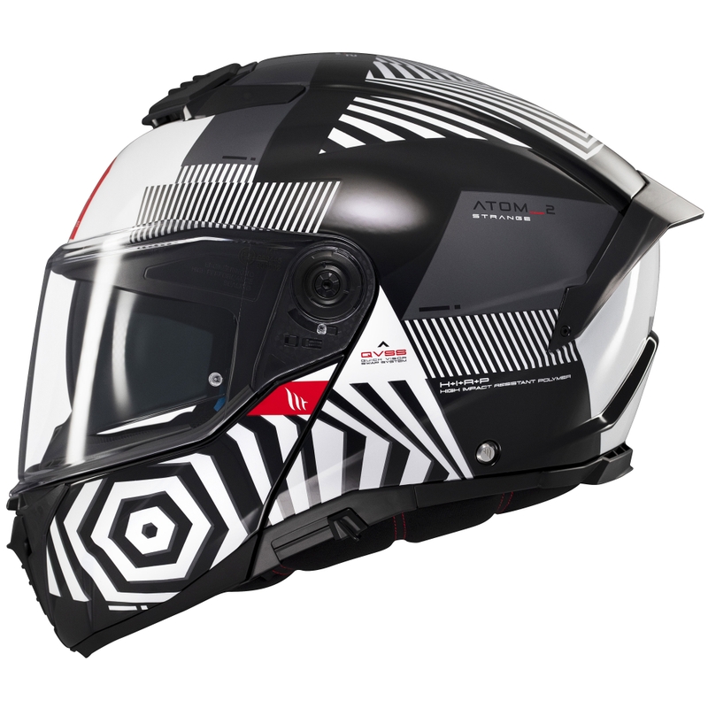 Cască de motocicletă flip-up MT Atom 2 SV Strange negru-alb-gri