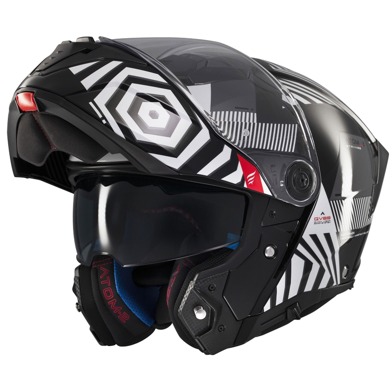 Cască de motocicletă flip-up MT Atom 2 SV Strange negru-alb-gri
