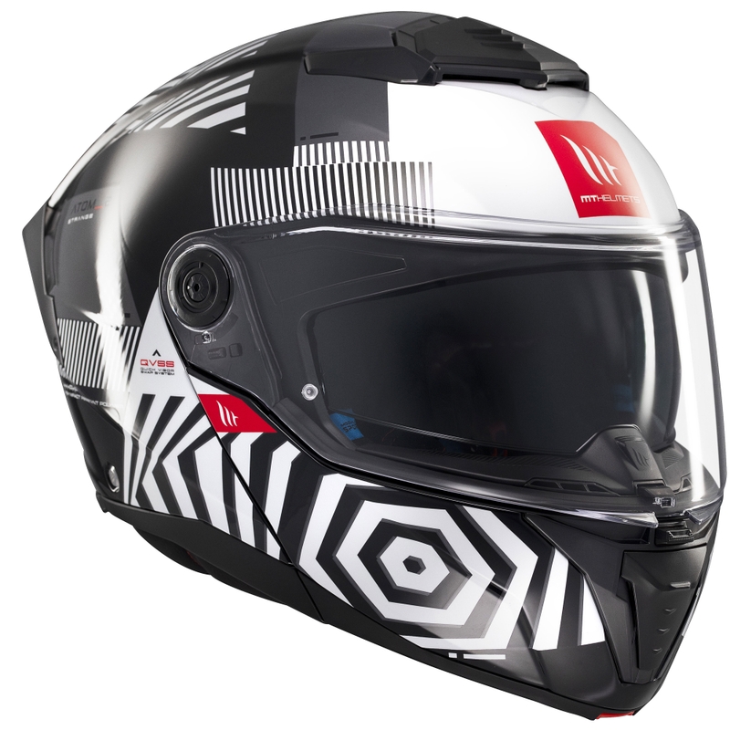 Cască de motocicletă flip-up MT Atom 2 SV Strange negru-alb-gri