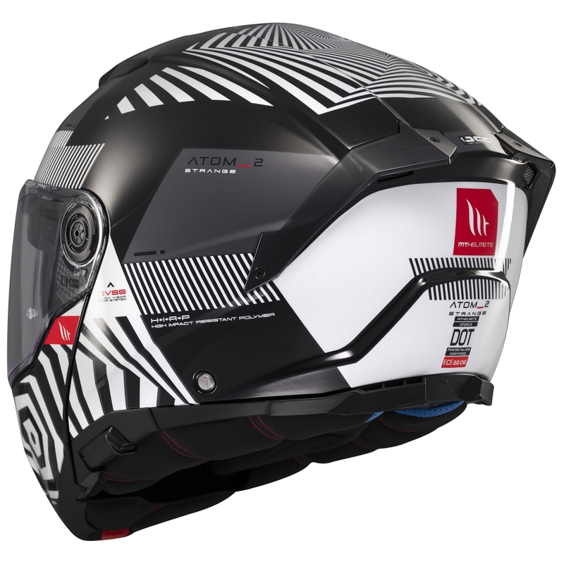 Cască de motocicletă flip-up MT Atom 2 SV Strange negru-alb-gri