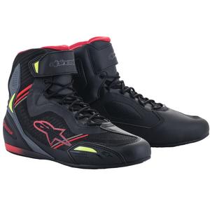Cizme moto Alpinestars Faster-3 Rideknit negru-rosu-galben fluor-gri