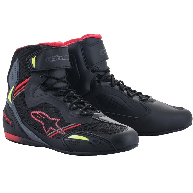 Cizme moto Alpinestars Faster-3 Rideknit negru-rosu-galben fluor-gri