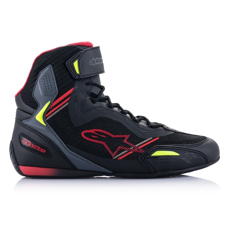 Cizme moto Alpinestars Faster-3 Rideknit negru-rosu-galben fluor-gri