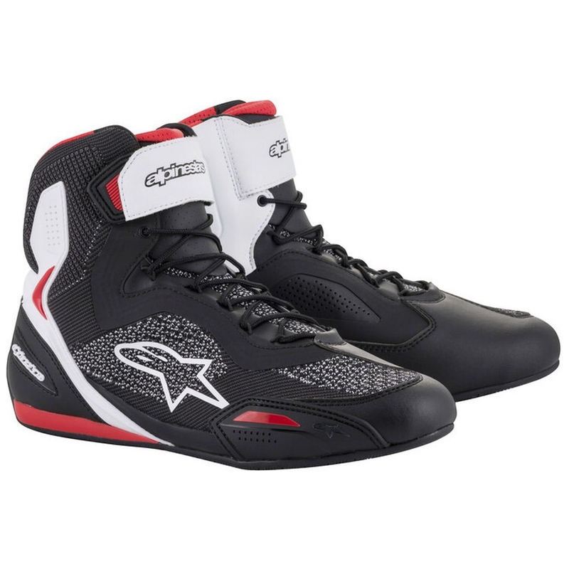 Ghete Moto Alpinestars Faster 3 Rideknit Negru-Alb-Roșu