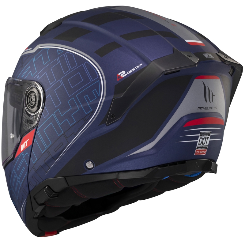 Cască de motocicletă flip-up MT Atom 2 SV Destiny albastru-negru mat