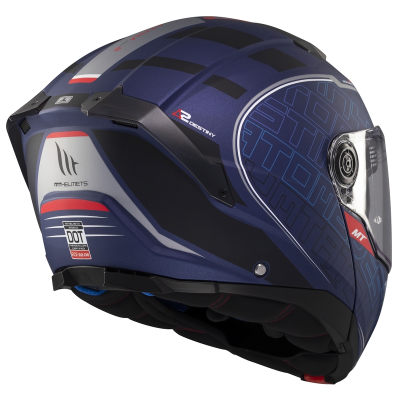 Cască de motocicletă flip-up MT Atom 2 SV Destiny albastru-negru mat