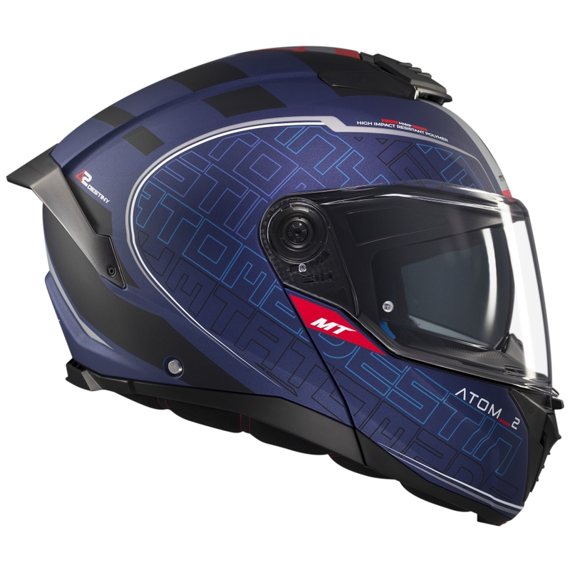 Cască de motocicletă flip-up MT Atom 2 SV Destiny albastru-negru mat