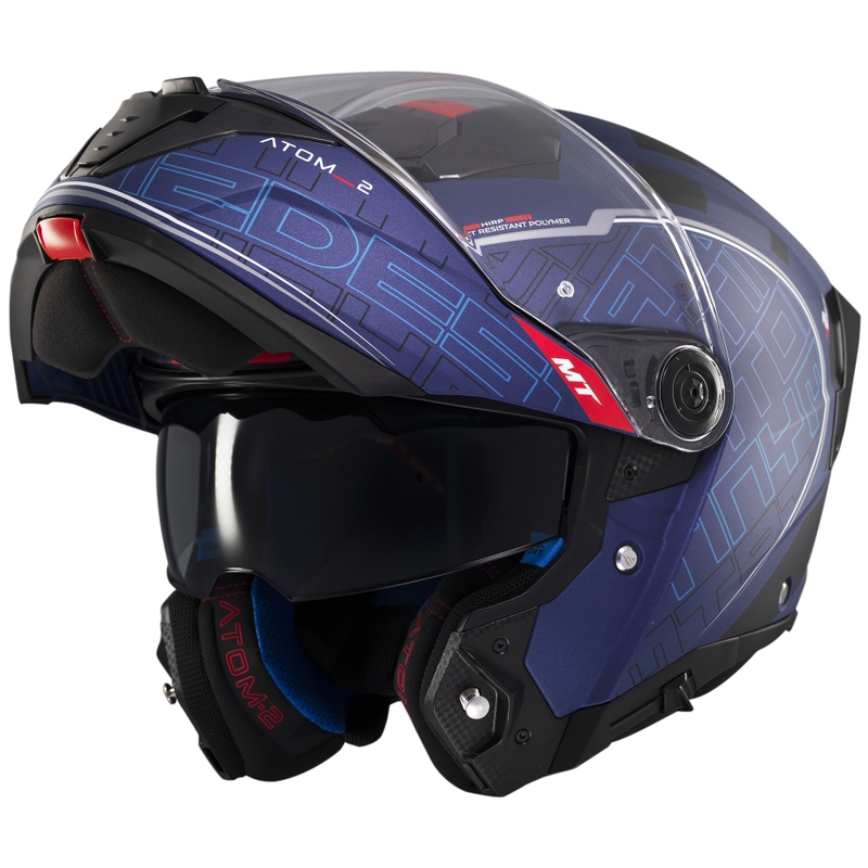 Cască de motocicletă flip-up MT Atom 2 SV Destiny albastru-negru mat