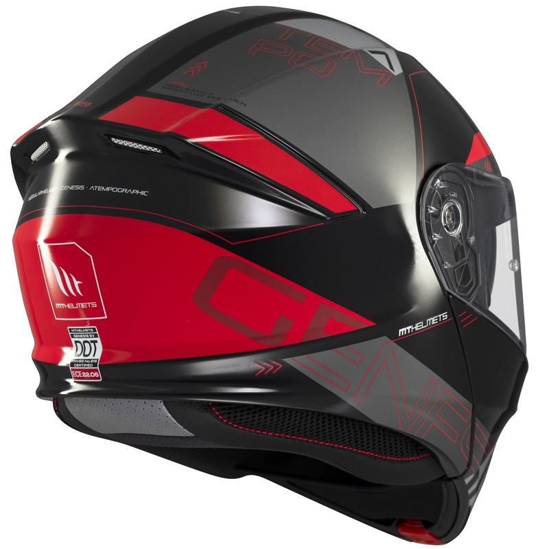 Cască de motocicletă flip-up MT Genesis SV Atempo negru-gri-roșu