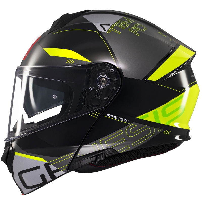 Cască de motocicletă flip-up MT Genesis SV Atempo negru-gri-galben fluo