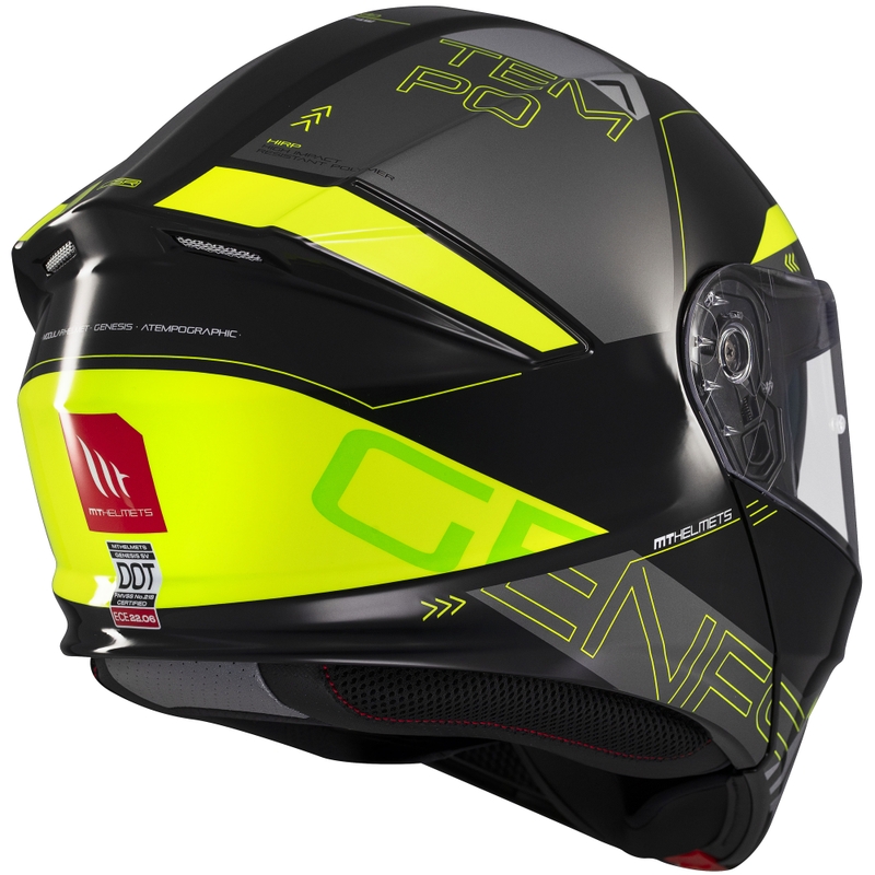 Cască de motocicletă flip-up MT Genesis SV Atempo negru-gri-galben fluo
